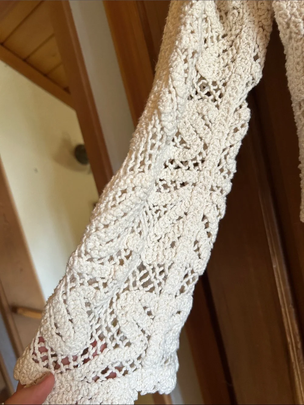 Ultra Pink Crochet V-Neck Button-Front Cardigan - Cream - Picture 4 of 10